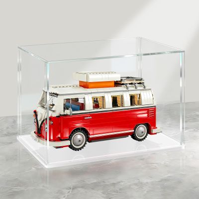 LANSCOERY Acrylic Display Case, Assemble Showcase Display Box for Collectibles, with Dustproof & Seamless Display Design, Suitable for Football 12x8x8inch White Base