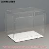 LANSCOERY Acrylic Display Case, Assemble Showcase Display Box for Collectibles, with Dustproof & Seamless Display Design, Suitable for Football 12x8x8inch White Base view 4