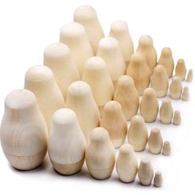 AEVVV Blank Russian Nesting Dolls 4.3" Lot of 5 Sets by 6 pcs - Unpainted Nesting Dolls - Unfinished Wood to Paint - Russian Matryoshkas to Paint