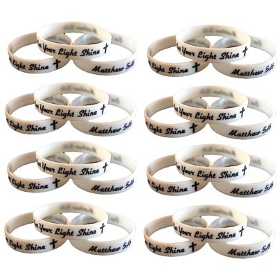 Biblebanz Glow in the Dark Christian Bracelets Let Your Light Shine Matthew 5:16 (50 Pack)