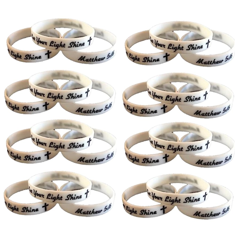 Biblebanz Glow in the Dark Christian Bracelets  Let Your Light Shine Matthew 5:16 (50 Pack)