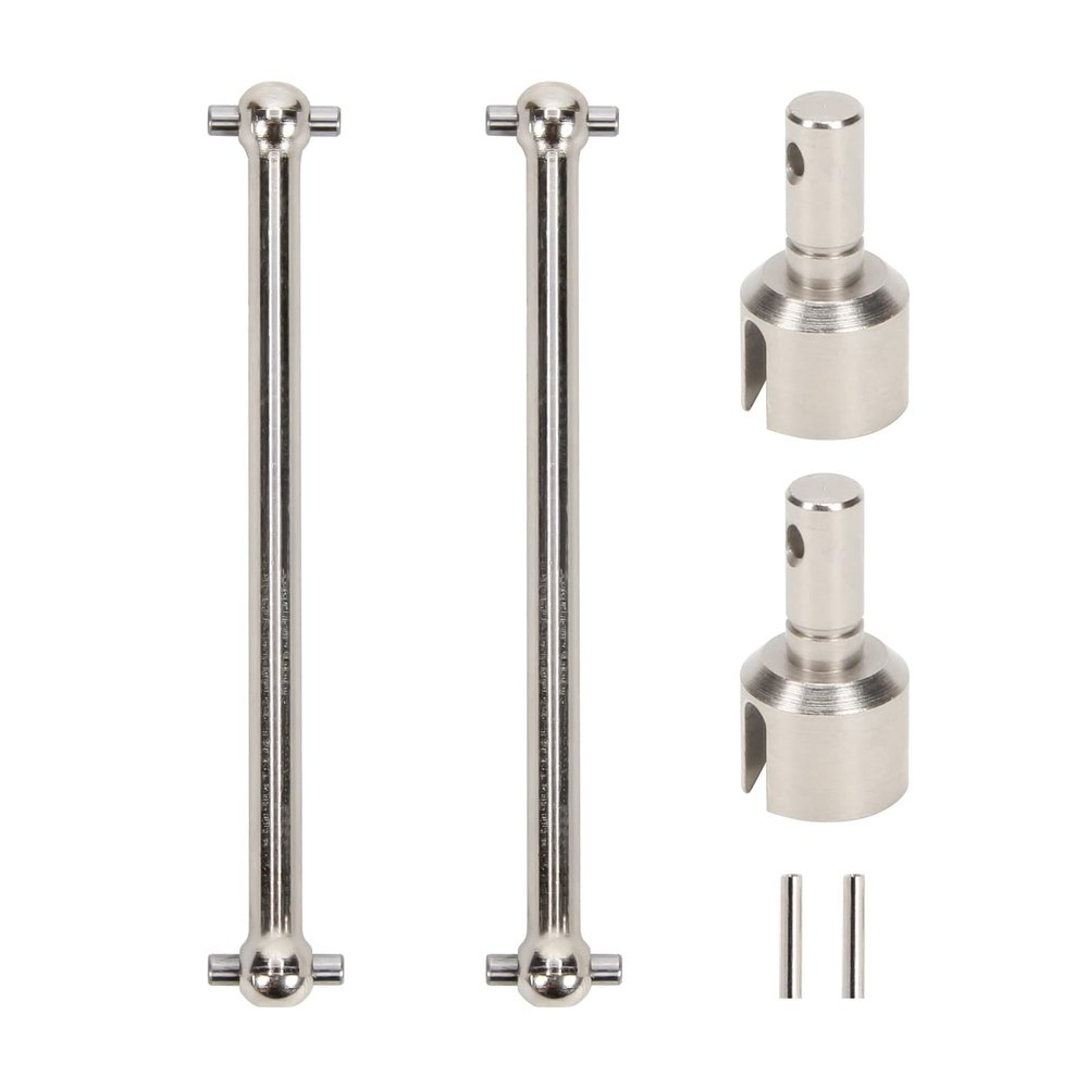 RCAWD Rear Driveshaft Set for 1/8 Losi LMT Upgrades, Dogbones & Diff Outdrive Drive Shafts for 4X4 Solid Axle Monster Truck #LOS04021, #LOS04022, Parts for #LOS242038, #LOS242049 Silver