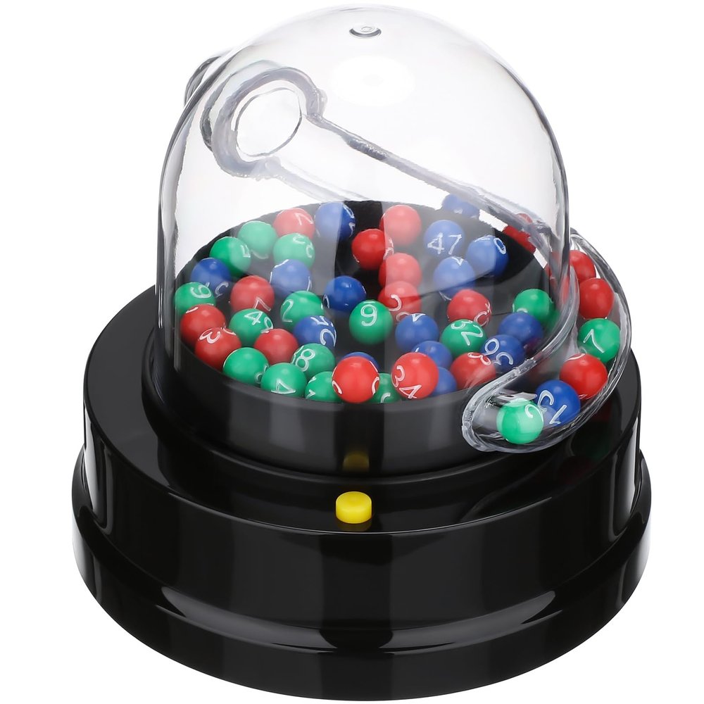Toddmomy Electric Shake Lucky Ball Machine Plastic Mini Bingo Game Machine Party Favors for Family/Kids/Adults Halloween Christmas Birthday Entertainment