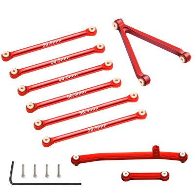 ZIWIJE Suspension Links Steering Links Set Aluminum for Axial SCX24 C10 AXI00001 AXI00002 (Red)