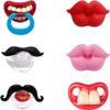 6PCs Funny Pacifier Infant Cute Kissable Lips and Gentleman Mustache Soft Silicone Design for Babies and Toddlers Shower Gift Unisex-BPA Free view 2
