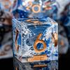 ARUOHHA Blue DND Resin Dice Set 7PCS Translucent Handmade RPG Polyhedral Sharp Edge Dice Set with Gift Box, Glitter Inclusions D and D Dice D20 D12 D10 D8 D6 D4 view 1
