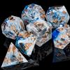 ARUOHHA Blue DND Resin Dice Set 7PCS Translucent Handmade RPG Polyhedral Sharp Edge Dice Set with Gift Box, Glitter Inclusions D and D Dice D20 D12 D10 D8 D6 D4 view 3