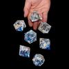 ARUOHHA Blue DND Resin Dice Set 7PCS Translucent Handmade RPG Polyhedral Sharp Edge Dice Set with Gift Box, Glitter Inclusions D and D Dice D20 D12 D10 D8 D6 D4 view 4