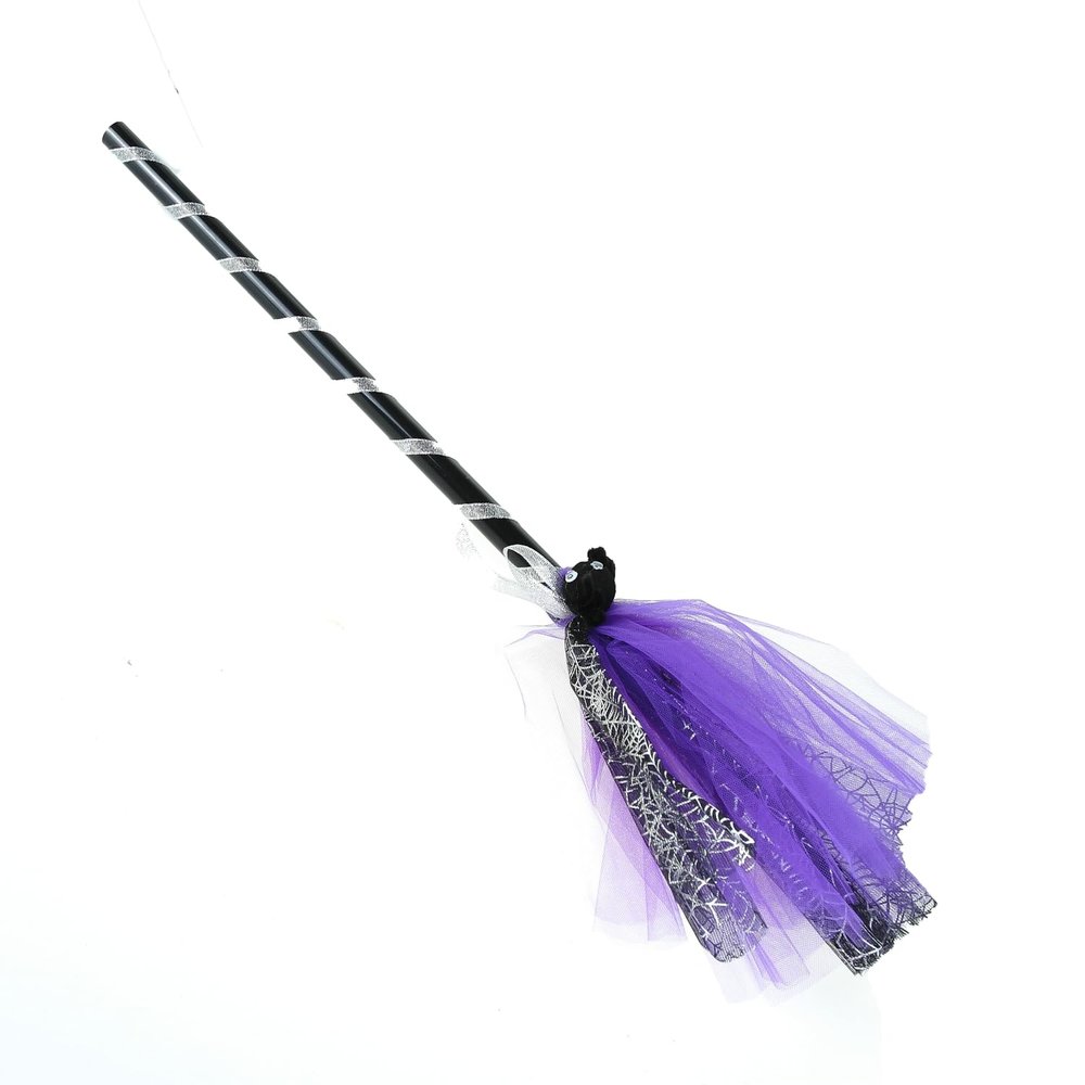 BinaryABC Halloween Witches Broom Plastic Spider Broom Witch Broomstick,Halloween Witch Decoration Props,Witch Costume Accessories,Halloween Supplies