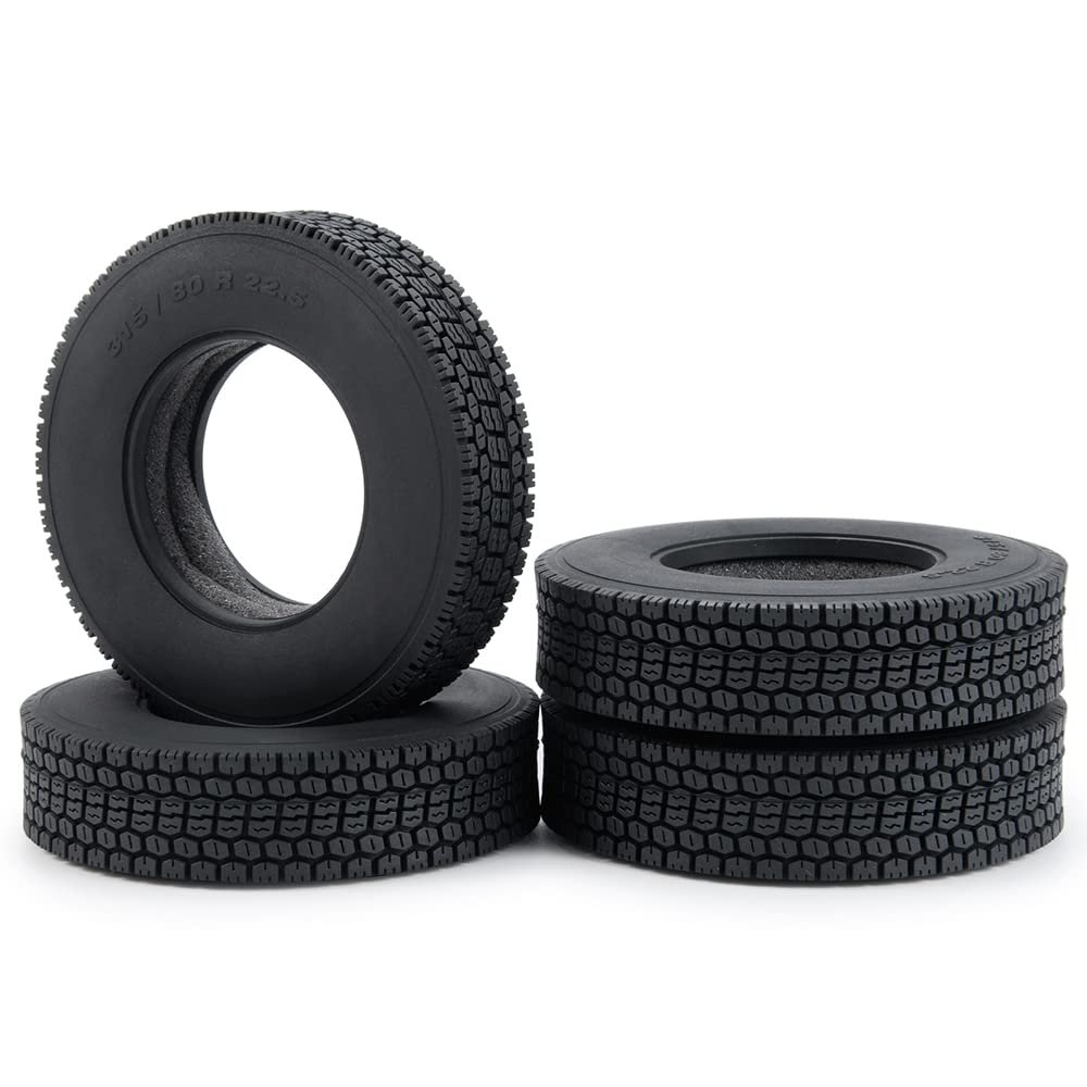 RC-Hub 4pcs Wheels Tires 22mm Rubber Tires with Foam for 1/14 Tamiya Tractor Truck Trailer RC Crawler Car