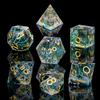 ARUOHHA Sharp Edge Dice DND Resin Translucent Dice Set, Green Handmade D and D Dice Set RPG Role Playing Games Polyhedral Dice D20 D12 D10 D8 D6 D4 view 2