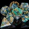 ARUOHHA Sharp Edge Dice DND Resin Translucent Dice Set, Green Handmade D and D Dice Set RPG Role Playing Games Polyhedral Dice D20 D12 D10 D8 D6 D4 view 3
