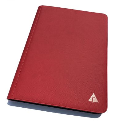 Rayvol Premium 16-Pocket 100 Card Binder, Ringless Trading Card Album Folder - Side Loading Black Page Pocket Binder for TCG -Red