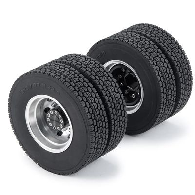 RC-Hub 2pcs RC Rear Wheels with Rubber Tires 25mm for 1/14 Tamiya Tractor Truck Trailer RC Crawler Car