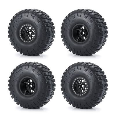 Que-T 4pcs/Set Wheel Tires Set, 2.2inches Wheel Rims Hubs with 150mm Rubber Tires Tyres for Axial RBX10 AXI03005 RR10 1/10 RC Crawler Car (Matte Black)