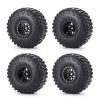 Que-T 4pcs/Set Wheel Tires Set, 2.2inches Wheel Rims Hubs with 150mm Rubber Tires Tyres for Axial RBX10 AXI03005 RR10 1/10 RC Crawler Car (Matte Black) view 1
