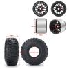Que-T 4pcs/Set Wheel Tires Set, 2.2inches Wheel Rims Hubs with 150mm Rubber Tires Tyres for Axial RBX10 AXI03005 RR10 1/10 RC Crawler Car (Matte Black) view 2