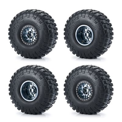 Que-T 4pcs/Set Wheel Tires Set, 2.2inches Wheel Rims Hubs with 150mm Rubber Tires Tyres for Axial RBX10 AXI03005 RR10 1/10 RC Crawler Car (Titanium Black)