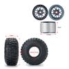Que-T 4pcs/Set Wheel Tires Set, 2.2inches Wheel Rims Hubs with 150mm Rubber Tires Tyres for Axial RBX10 AXI03005 RR10 1/10 RC Crawler Car (Titanium Black) view 2
