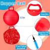 Lewtemi 3 Pcs 22 Inch Bouncing Ball with Handle, Outdoors Hopper Jumping Hopping Ball and Air Pump for Sports Exercise (Red, Blue, Green) view 2