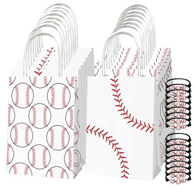 32PCS Baseball Party Favors, 16PCS Baseball Gift Bags and 16PCS Baseball Charms, Baseball Party Decorations Baseball Birthday Party Supplies Goodie Bags Adjustable Sport Gifts for Teams