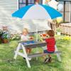 Mederra 3-in-1 Wooden Kids Picnic Table with Adjustable Umbrella, Sand and Water Activity Table with Removable Boxes for Outdoor Backyard Patio Play view 2