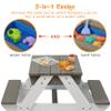 Mederra 3-in-1 Wooden Kids Picnic Table with Adjustable Umbrella, Sand and Water Activity Table with Removable Boxes for Outdoor Backyard Patio Play view 3
