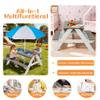 Mederra 3-in-1 Wooden Kids Picnic Table with Adjustable Umbrella, Sand and Water Activity Table with Removable Boxes for Outdoor Backyard Patio Play view 4