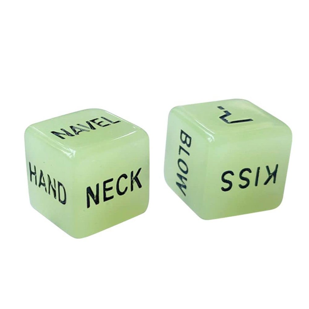2 Pcs Romantic Fun Dice for Couples Naughty, Acrylic Dice Game for Adults Naughty Dice with Action Instructions, 36 Ways to Play Couples Dice Games Choices for Newlyweds Wedding (Noctilucent Green)