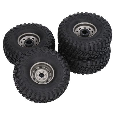4PCS 1.7 Inch Tires Iron and Rubber RC Upgrade Accessories RC Wheel 10 Holes RC Rubber Tyre for SCX10 1/10 RC Car Parts (Grey)