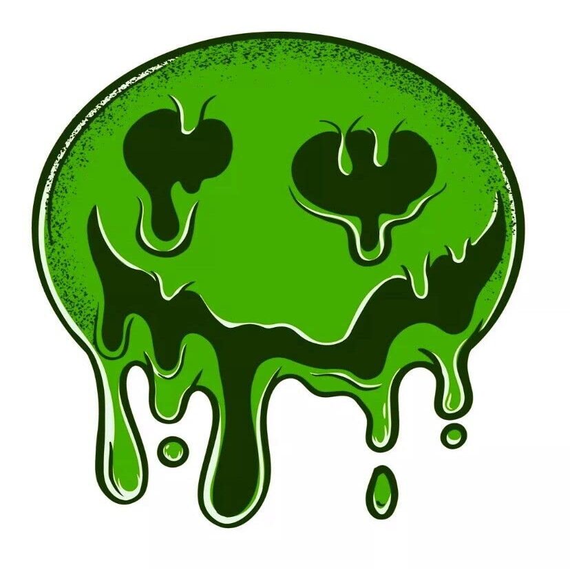 4 Melting Smiley Sticker Green Trippy Psychedelic Wild Strange Odd Weird