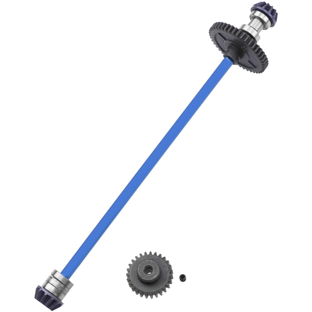 Vgoohobby Metal Center Drive Shaft RC Car Central Transmission Shaft w/ 27T Motor Gear Upgrade Part Compatible with Wltoys 144001 1/14 RC Car Buggy (Blue)
