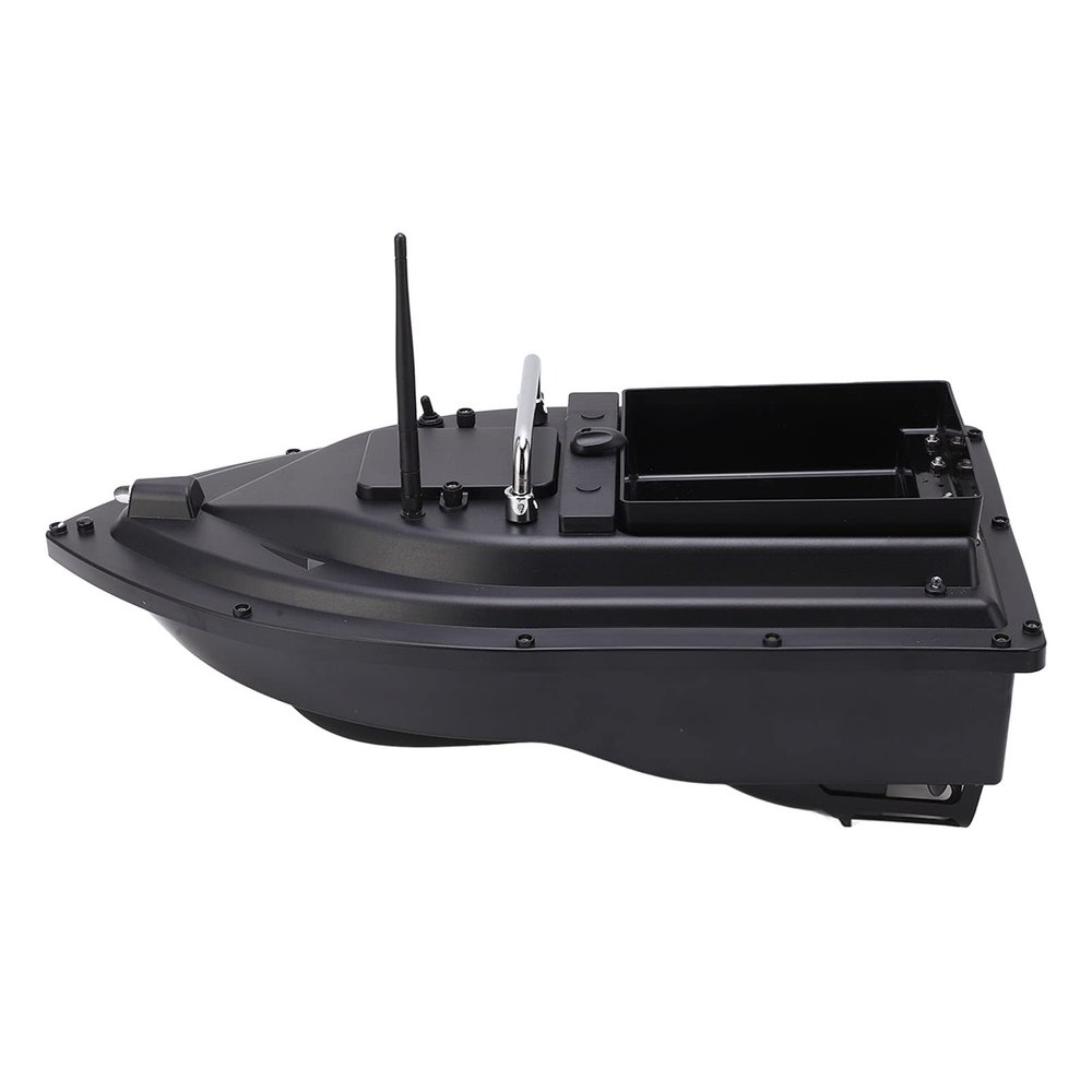 Bait Boat, 2.4Ghz Remote Control, Fishing Boat, 2kg Load Capacity, Black, US Plug Adapter, 100-240V Voltage, for Fishing, Crabbing, Outdoor Activities, Family Entertainment, and Recreation