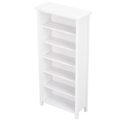 RTLR Dollhouse Book Cabinet, Simulation Decorative Dollhouse Birch Miniature Bookshelf 1:12 Scale for Childrens Home (White Bookcase)