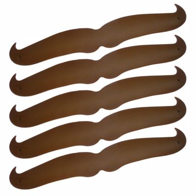 SayitBands Five (5) of Brown Snap Bracelets Moustache Style for Gifts and Party Favors