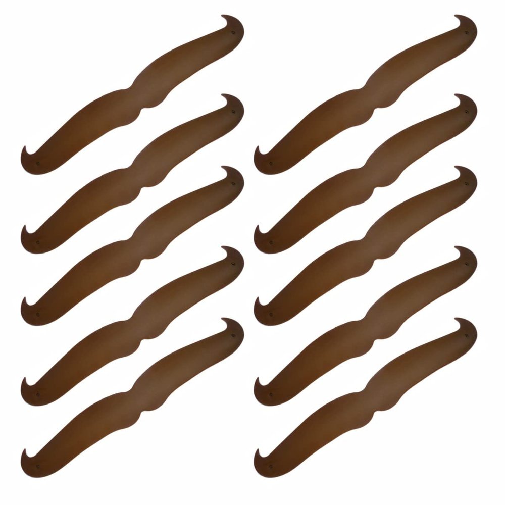 SayitBands Ten (10) of Brown Snap Bracelets Moustache Style for Gifts and Party Favors