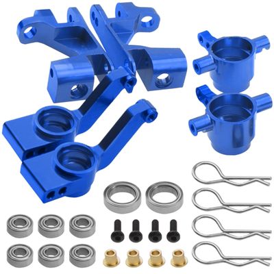 Vgoohobby Metal C-Hubs Caster Blocks, Steering Blocks & Rear Stub Axle Carriers w/Ball Bearings Compatible with 1/10 Traxxas Slash 4X4, Stampede 4X4, Rustler 4WD Replaces of 6837 6832 1952 (Blue)