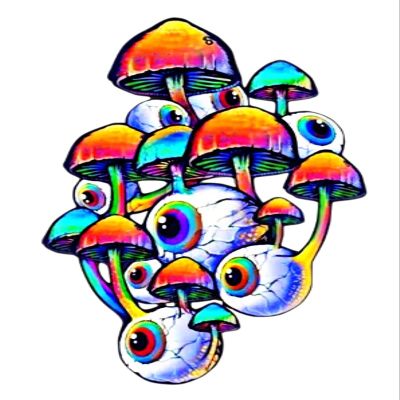 4 Shrooms Sticker Psychedelic Eyes Colorful Weird Trippy Hippie Strange Crazy