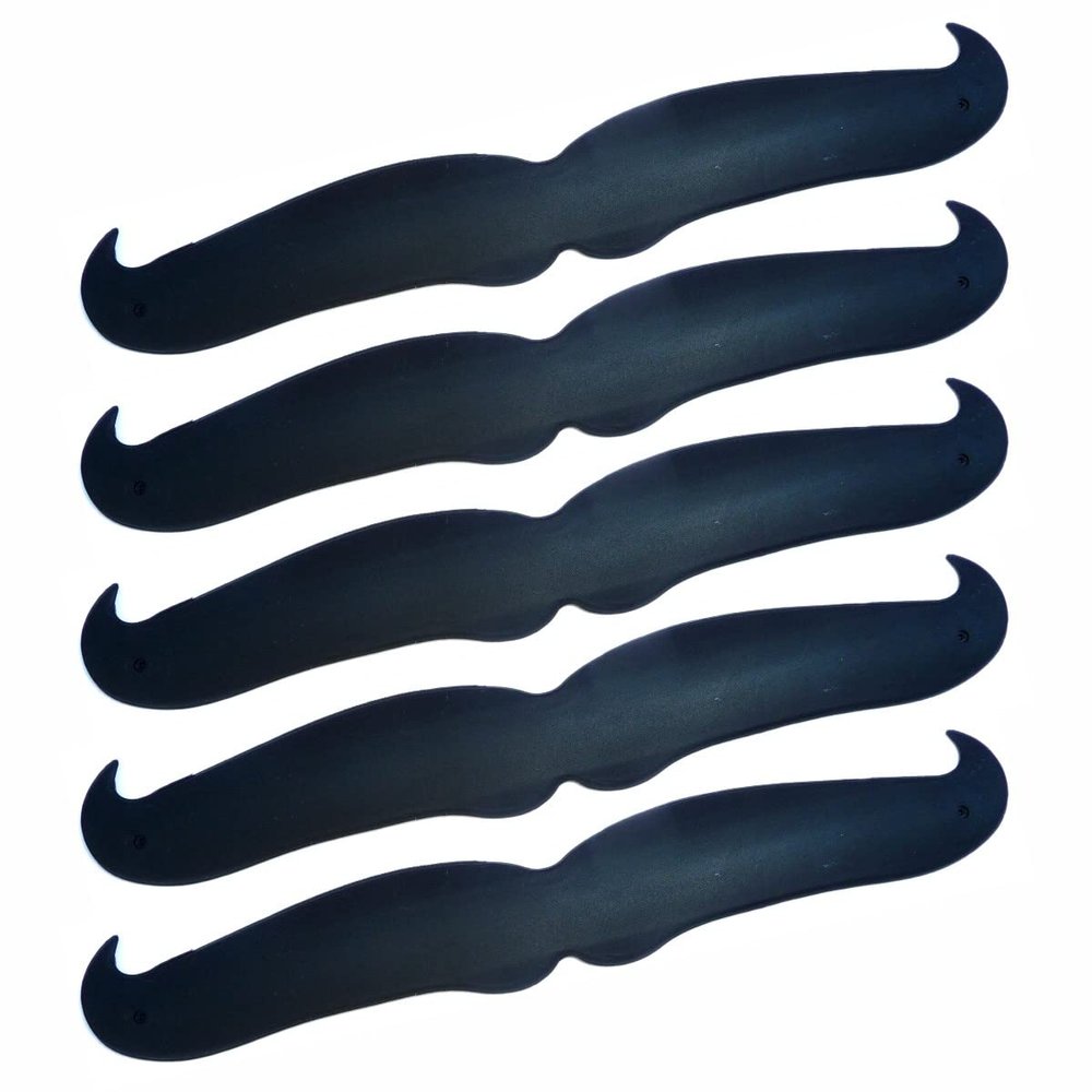 SayitBands Five (5) of Black Snap Bracelets Moustache Style for Gifts and Party Favors