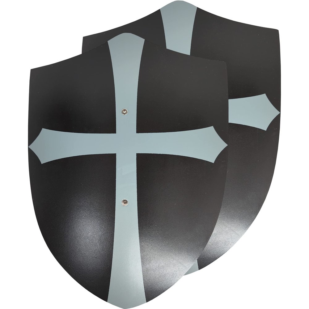 Adventure Awaits! - 2-Pack - Handmade Wooden Toy Knights Templar Shield - Handmade - Lightweight Wood Toy Shield Set for Outdoor Play