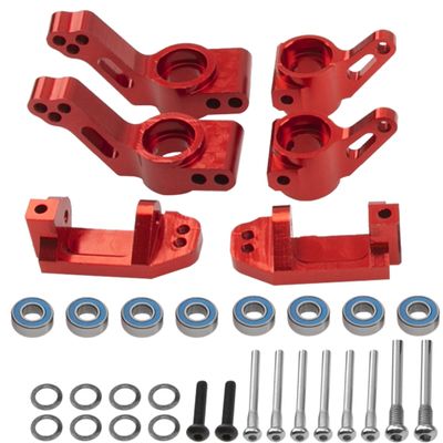 Vgoohobby Metal Rear Stub Axle Carriers, C-Hubs Caster Blocks, Steering Blocks Compatible with 1/10 Traxxas Slash 2WD Stampede 2WD Rustler 2WD Nitro Slash RC Car Upgrade Part #3752 3736 3632 (Red)