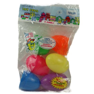 6 Jumbo Plastic Colorful Eggs