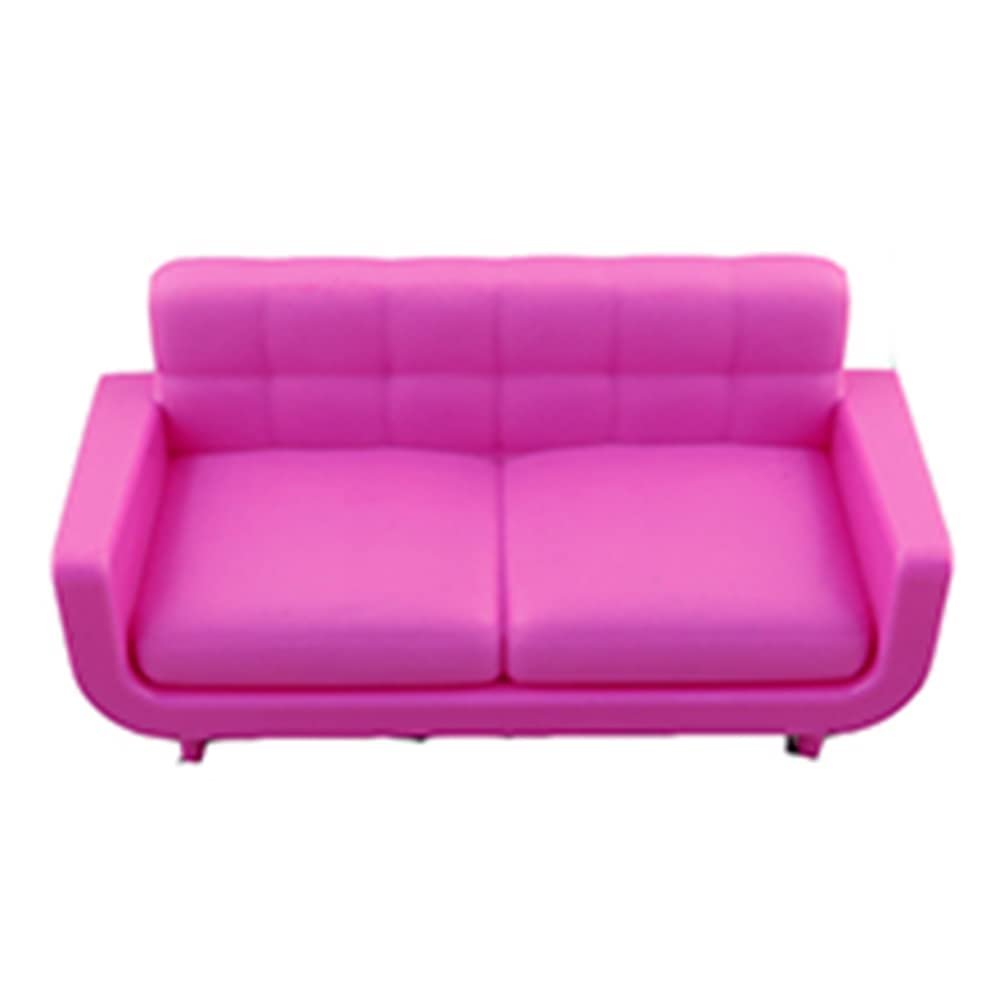 Ele Toys Part for Barbie Dreamhouse Playset GRG93 - Ele Toys Doll Size Pink Plastic Sofa - Couch