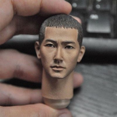 1/6 Scale Male Head Sculpt, Asian Male Soldier Long Neck Head Carved for 12inches Action Figure Body Doll (E)