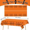 3 Pieces Basketball Tablecloths for Birthday Decorations - Plastic Disposable Sports Ball Table Covers for Rectangle Tables, Party Supplies Favors, 54 x 108 Inches view 2