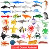 FINGOOO 80 Pieces Sea Creatures Toys for Kids,Assorted Vinyl Plastic Ocean Animals Toys for Party Favors Classroom Educational Goodie Bag Filler Cupcake Topper view 2