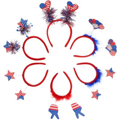 FRCOLOR 6pcs Independence Day Headband Star Headpiece National Day 4th of July Party Favors Female Headpiece Party Head Decor Uncle Usa Flag Usa Headband Tiara Tassel Plastic
