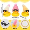 36 Pcs Mini Rubber Ducks with Hats Necklace and Sunglasses Small Rubber Float Bathtub Duckies Bulk for Shower Birthday Party Decorations Favors Carnival Gift (Hat Style) view 2