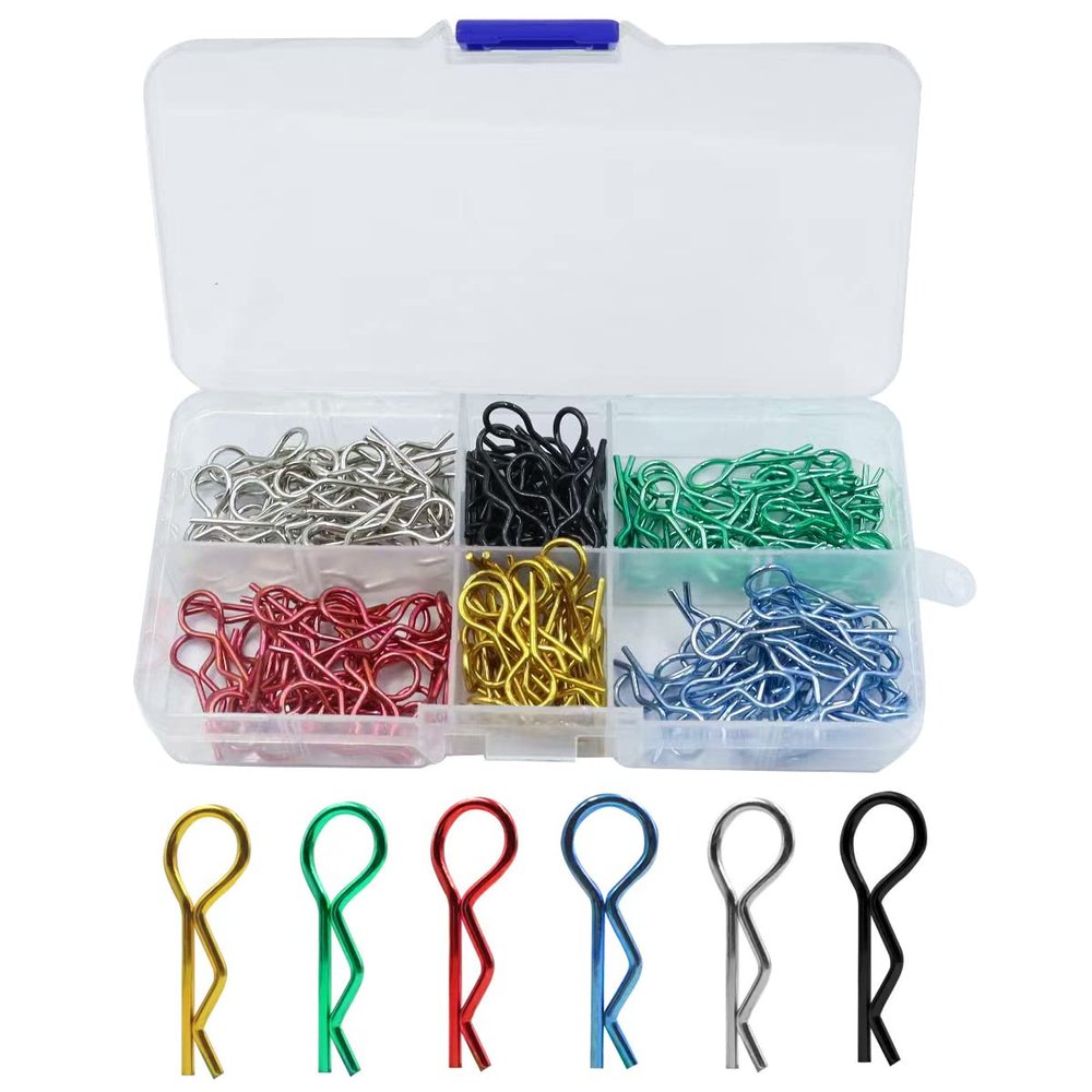 180pcs Universal RC Body Clips Car Clips Steel R Clips Stainless Steel for All 1/8 1/10 1/12 Scale Traxxas Redcat HPI Himoto HSP Exceed RC Car Parts Truck Buggy Shell Replacement