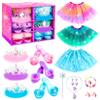 Princess Dress Up Shoes Set, Girls Dress Up Toys Toddler Jewelry Boutique Kit, 3 Themes of Unicorn Mermaid Ice Princess Costumes Set, Pretend Play Gifts for Little Girls Aged 3-6 Years Old view 1